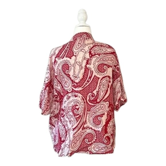 Pre-Loved Red and White Paisley Kimono Cardigan (Size S/M) - Picture 3 of 7